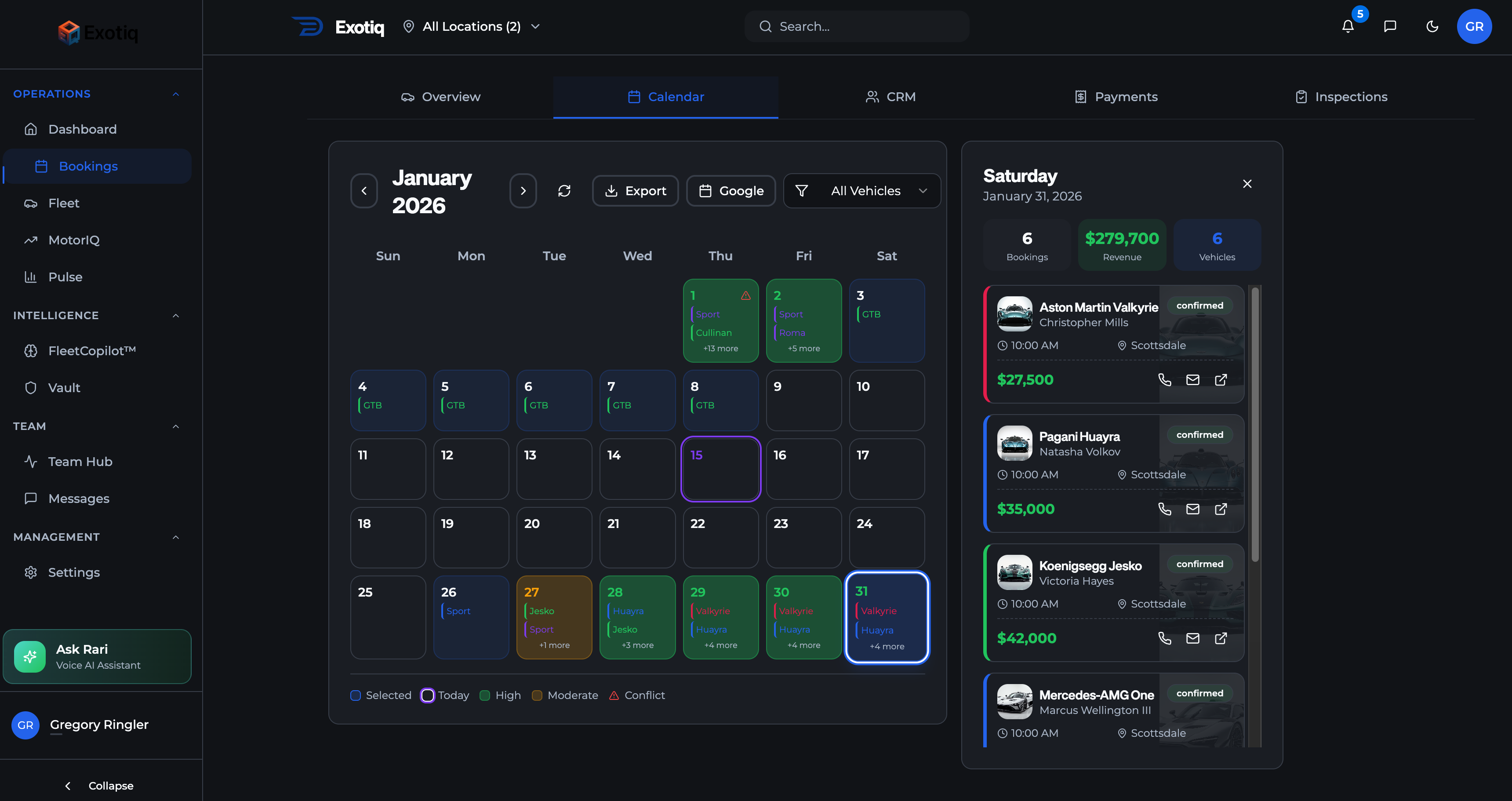 Book module showing direct booking interface